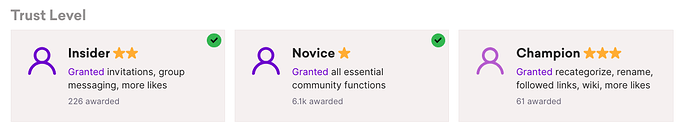 Custom trust level badges on the Make community